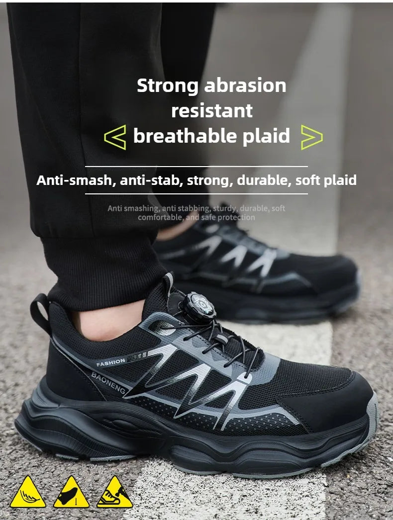 Anti Puncture Safety Shoes Steel Toe Anti Smash Lightweight Durable Slip Resistant Work Boots for Men Construction Industrial