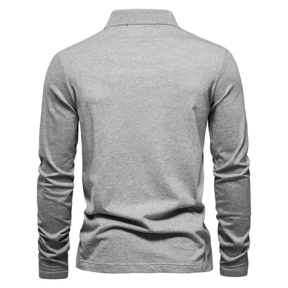 Brand Long Sleeve Men's Polo Shirts 100% Cotton Solid Color Casual Polo Shirts for Men New Sping Autumn Basic Polos Men