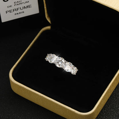 5 Stones 3.6CT D Color Moissanite Rings for Women Sparkling Diamonds with Certificates 925 Sterling Sliver Wedding Ring