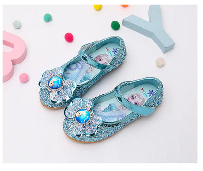 Frozen Girls Princess Shoes Spring and Autumn Flat Paillette Shoes Children's Soft Sole Baby Casual Shoe Party Shoes