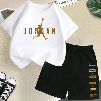 Summer Short Sleeve Children Set Slam Dunk Master Pattern Print Sports T-shirt+Shorts 2pcs Set Kids Boys Girls Fashion Tracksuit