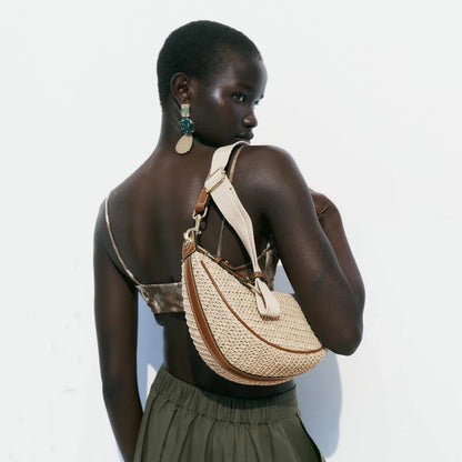 Summer新款女包女士肩斜挎包 Armpit Bag Straw Bag Seaside Beach Bag Woven Bag