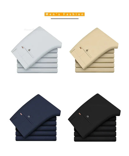 Summer New Men's Bamboo Fiber Slim Business Casual Pants Fashion Classic Breathable Designer Formal Long Trouser Male Clothing