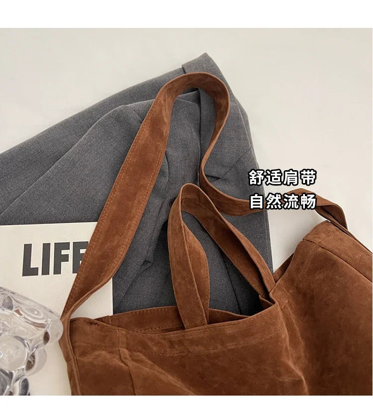 Large Capacity Velvet 2024 Hot Selling Tote Bag Zipper Solid Color Popular Fashion Handbag Soft Simple Commuting Shoulder Bag