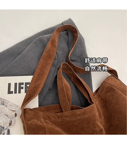 Large Capacity Velvet 2024 Hot Selling Tote Bag Zipper Solid Color Popular Fashion Handbag Soft Simple Commuting Shoulder Bag