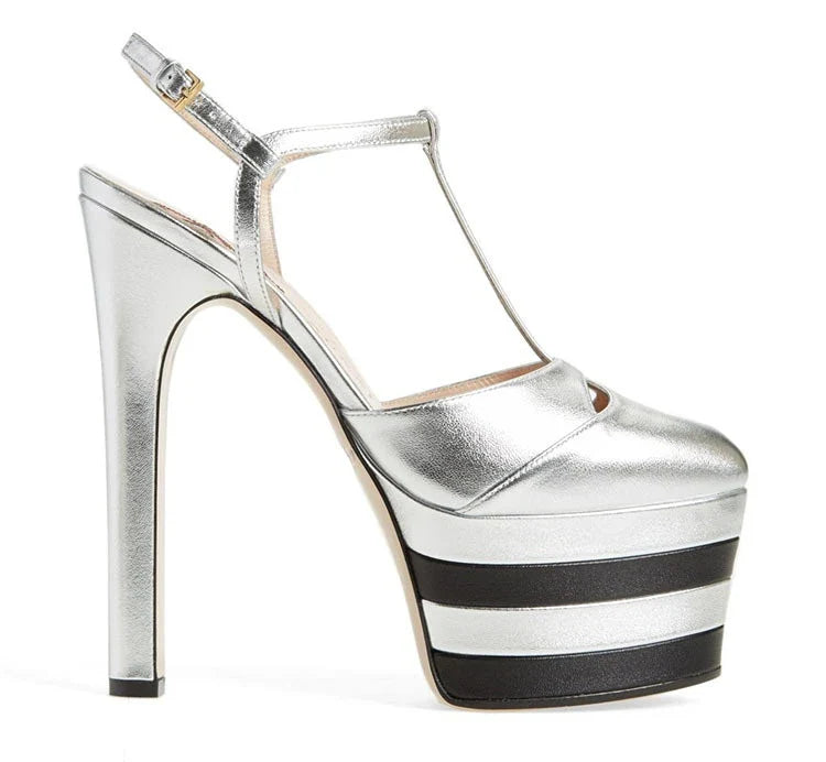 2026 Women's Round Head Sandals Thin Heels 5cm Thick Bottom Slope Heel Fish Mouth Rivet Sandal T-Platform Sandals Size34-43