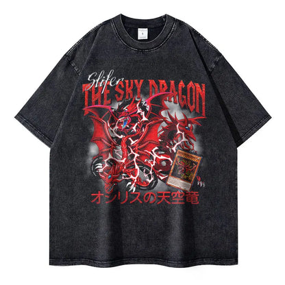 T Shirts Vintage Washed Dark Magician Girl T-shirt Retro Streetwear Manga Black Magician Short Sleeve Tops Tees
