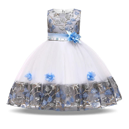 Vestidos de dama de honra de festa de flores de verão para meninas, vestido elegante de baile de casamento de tule de aniversário, vestido de princesa de noite para meninas, fantasias de Natal