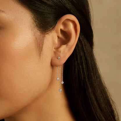 New 3mm 2 Ways To Wear  Moissanite Bubble Tassel Drop Earrings for Women Wedding Engagement Jewelry S925 Sterling Silver