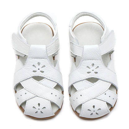 Genuine leather soft closed toe cut out children Girls sandals flat toddler Summer shoes