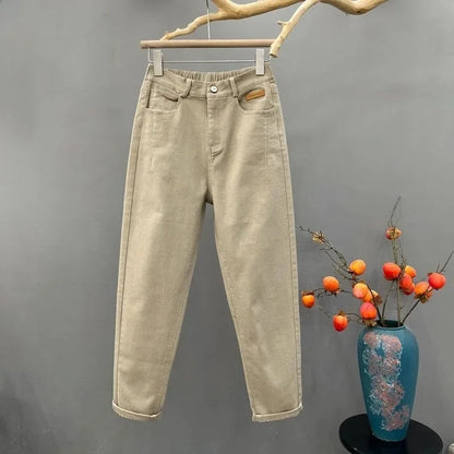 Casual High Waist Loose Fit Mom Jeans