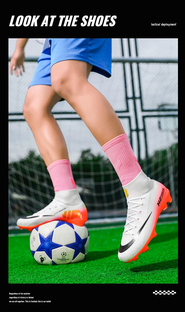 New Men Soccer Shoes Football Boots Cleats Adult Outdoor Breathable Training Sport Long Spikes Boys Non Slip Match Comfortable