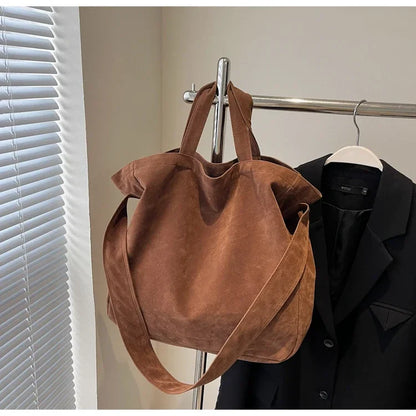 Large Capacity Velvet 2024 Hot Selling Tote Bag Zipper Solid Color Popular Fashion Handbag Soft Simple Commuting Shoulder Bag