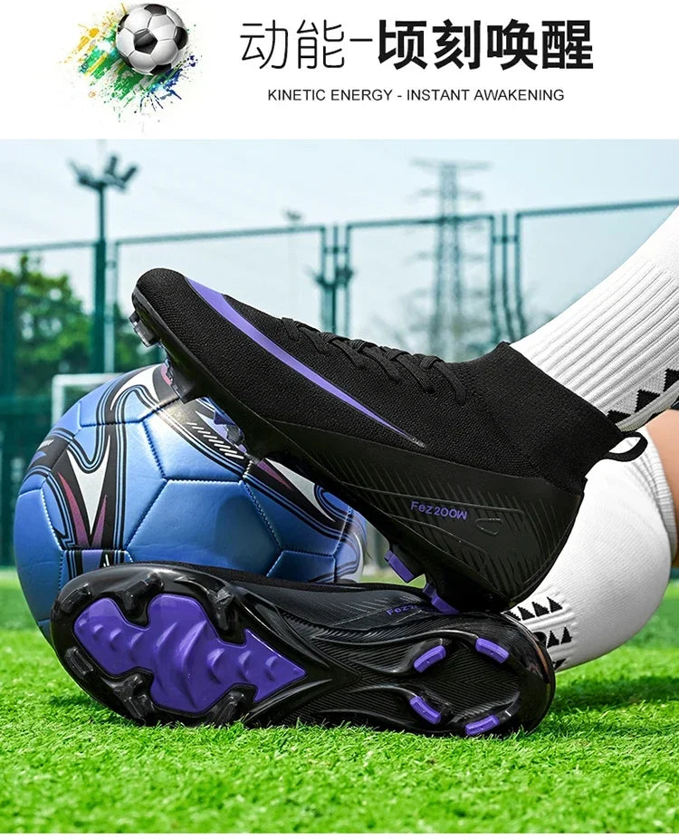 New Men Football Boots Match Outdoor Long Spikes Soccer Shoes Cleats Comfortable Training Sport Adult Breathable Boys Non Slip