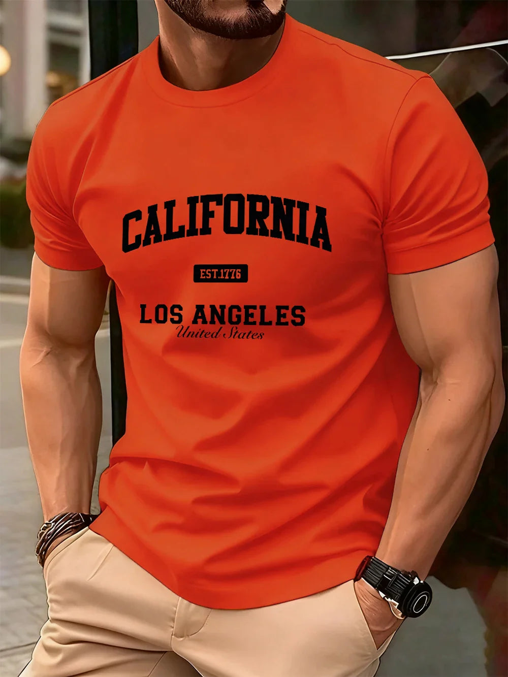 California Los Angeles Prints Mens T-Shirt Cotton Summer Short Sleeve Tops Soft Oversized O-Neck T Shirt Casual Male Clothes