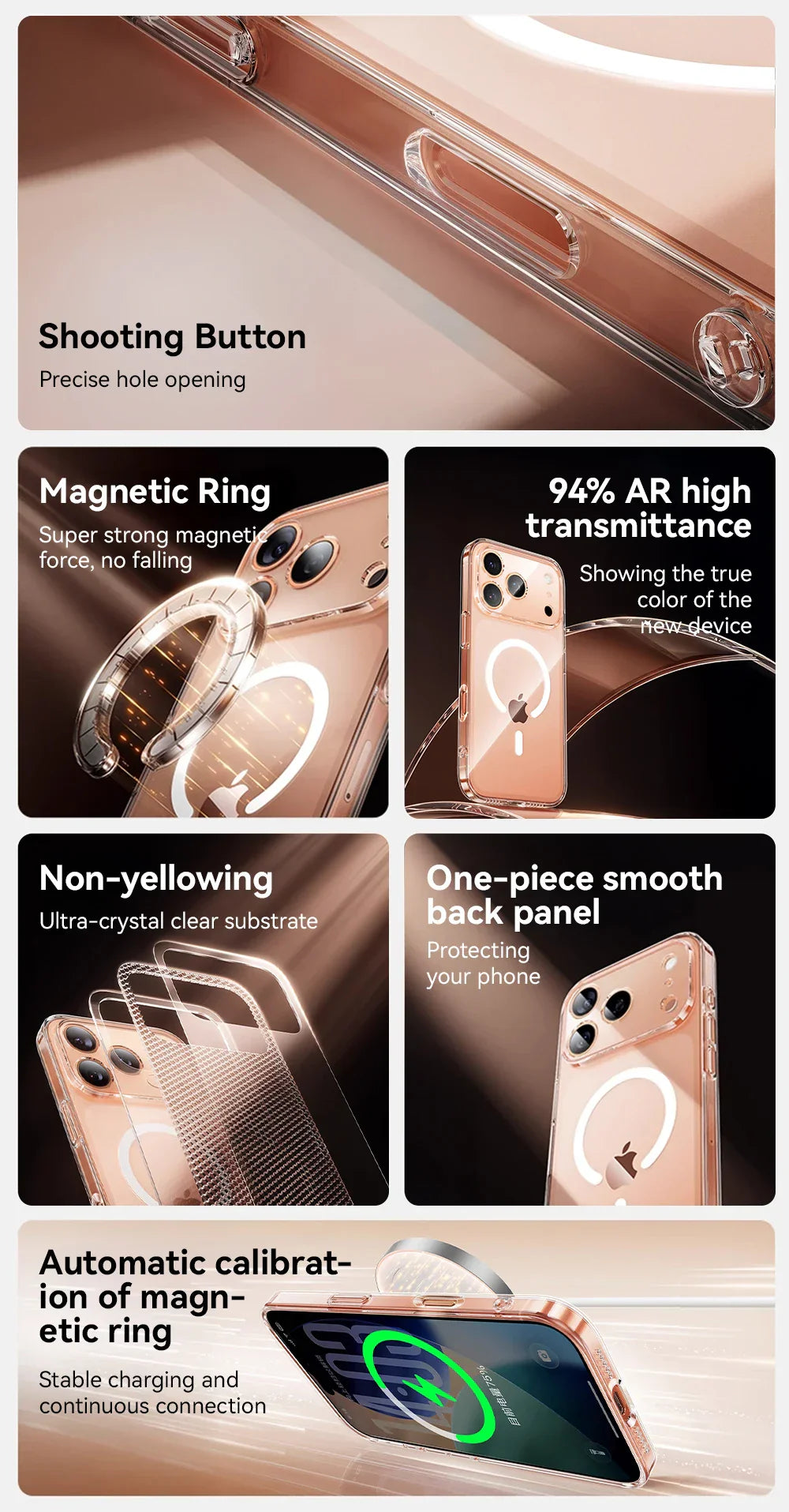 Magnetic Case For iPhone 17 Pro Max Case Anti Yellow Transparent Cover For iPhone 17 Pro Max Wireless Charger Thin Cover