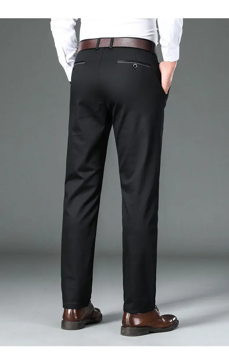 Fiber Men's Casual Pants Anti-wrinkle Comfortable Baggy Straight Business Formal Trousers Male Brand Clothing