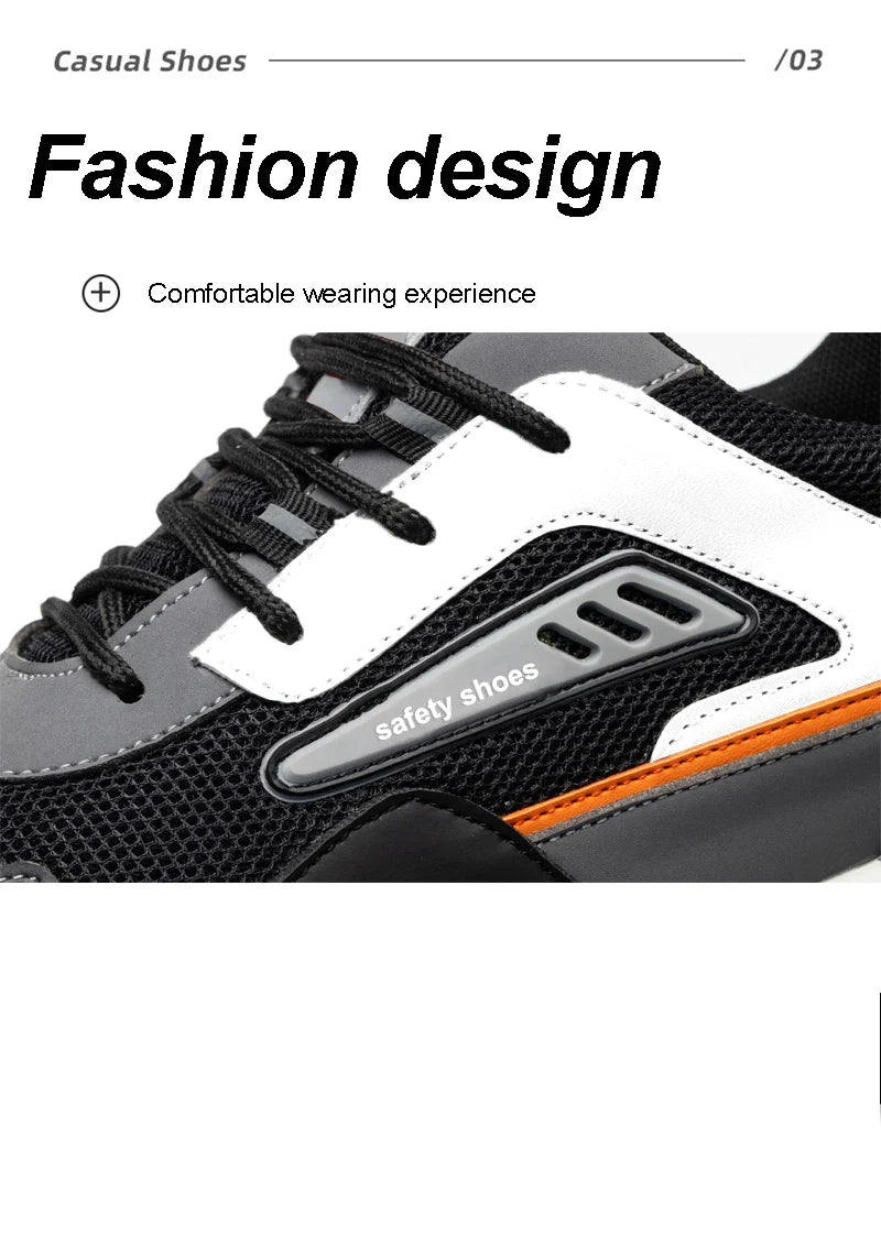 Security Protection Shoes Men Steel Toe Safety Boots Anti-smash Anti-Puncture Work Boots Safety Shoes Man lightweight breathable