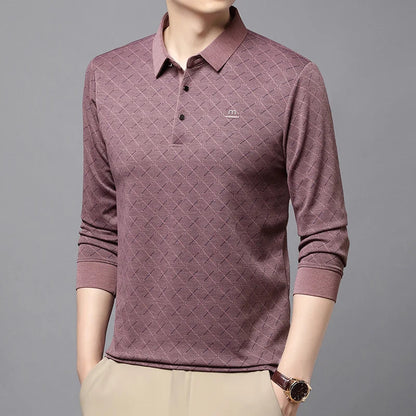 Collar Long Sleeved Polo Shirt for Men in Spring and Autumn 2025 New Business and Leisure Versatile T-shirt