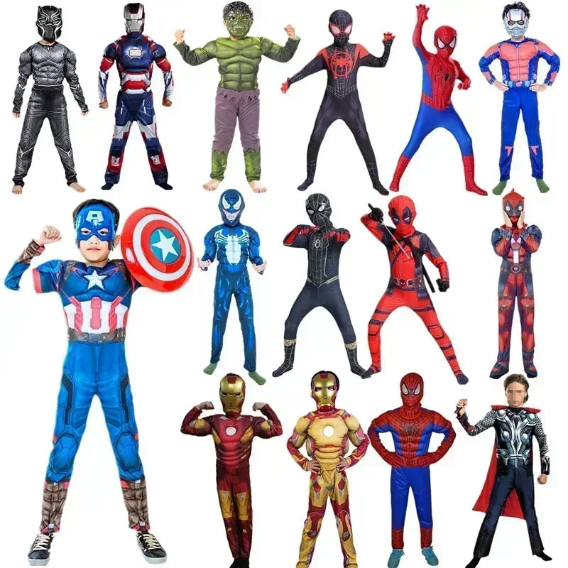 New Hulk Iron Man Children's Fantastic Costume Halloween Party Role Playing Spider Man Superman Children's Tight Clothing