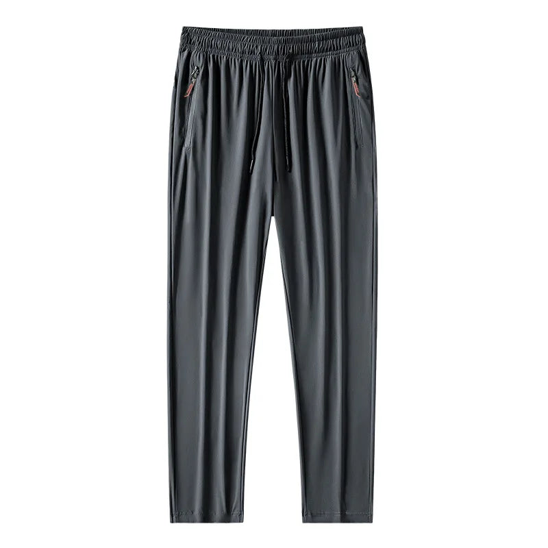 New Ice Silk Pants for Men's Summer Thin Casual Pants for Men's Breathable Tight Feet High Elastic Quick Drying jogging pants