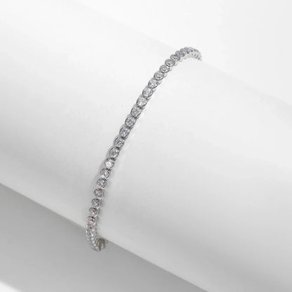 925 Sterling Silver Sparkling CZ Tennis Bracelet Round Zirconia Platinum Plated Bracelet For Women Fine Jewelry Gift