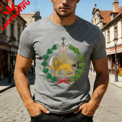 Lion and Sun Iran Persian Flag Iran Tshirt Khorshid Graphic T-Shirt Daily Life Casual Men Women Unisex Cotton Streetwear