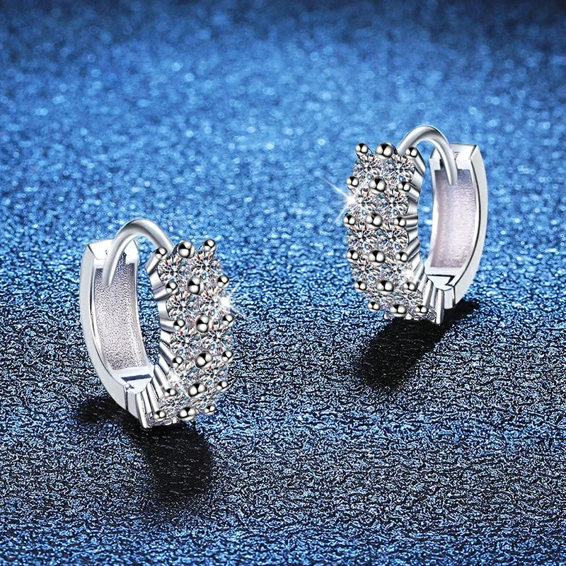 2mm Full Moissanite Earrings Women Luxury Quality Party S925 Sterling Silver with White Gold Plated Hoop Wedding Earring