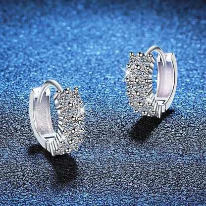 2mm Full Moissanite Earrings Women Luxury Quality Party S925 Sterling Silver with White Gold Plated Hoop Wedding Earring