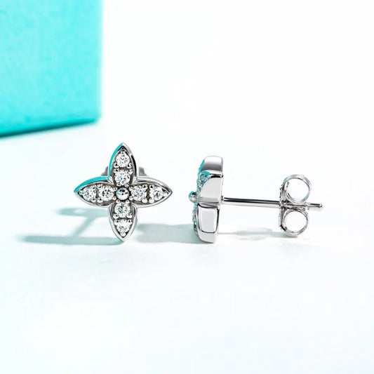 1.5mm D Color Moissanite Diamond 925 Sterling Silver With Cer Classic Cross Stud Earrings For Woman Jewelry Wholesale