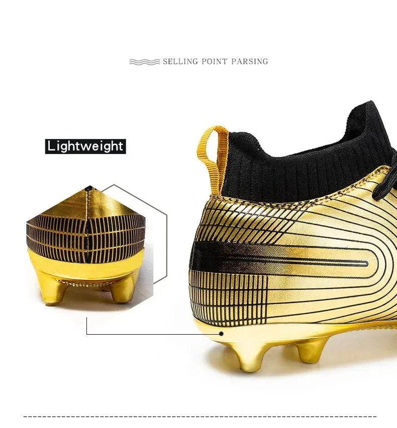Men Football Boots Children Soccer Cleats Professional Golden Football Shoes for Boys Kids Indoor Soccer Shoes