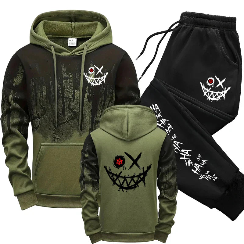 Men's Tracksuit  Men Two Piece Sets Versatile Casual Jogging Sweatshirts Fashion Comfort Daily Sports Simple Splashed Ink Hoodie