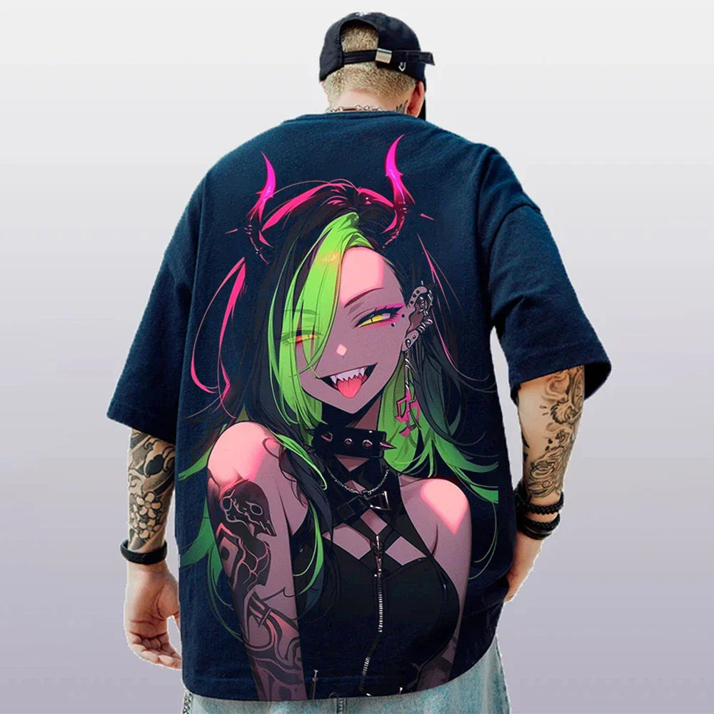 3d Anime Character Print Men's T-Shirt 2024 New Oversized Short Sleeve T-Shirt For Men Street Hip-Hop Tee Top Quick Dry T Shirts