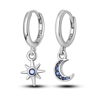 New in 925 Silver Romantic Feather Moon Stars Dream Catcher Earrings For Women Trending Fashion Jewelry Creative Birthday Gifts