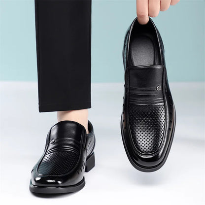 New Designer Big Size Leather Shoes For Men Summer Breathable Hallow Business Casual Shoes Male Solid Color Fashion Loafers Man