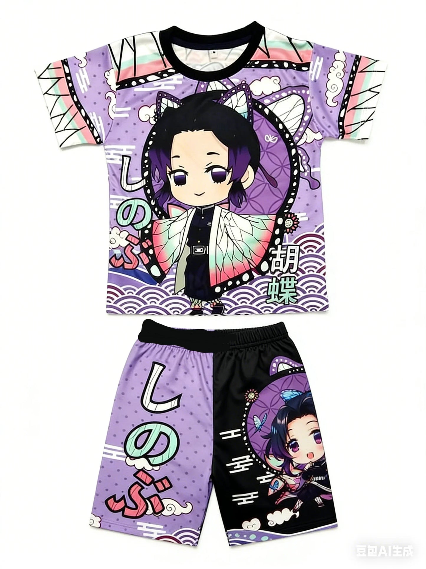 Demon Slayer Kids T-shirt Shorts Set  Anime Kimetsu Tanjiro Rengoku Zenitsu Print BoysGirls Casual Summer Outfit 2Pcs Sportswear
