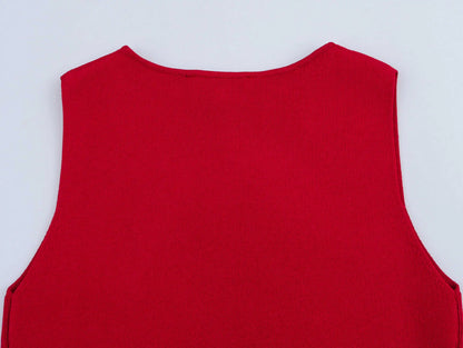Spring Summer New Women's Dress Pleated Patchwork Simple Temperament Knitted Sleeveless Long Dresses for Women 2025