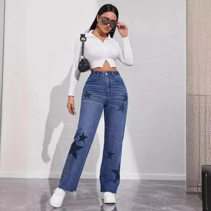 High Waist Washed Jeans Women Jean Ankle Length