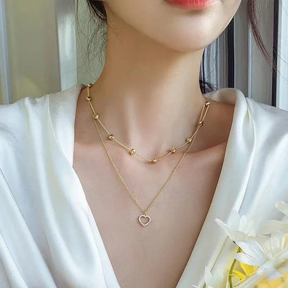 Fashion Kpop Pearl Choker Necklace Cute Double Layer Chain Pendant For Women Jewelry Girl Gift