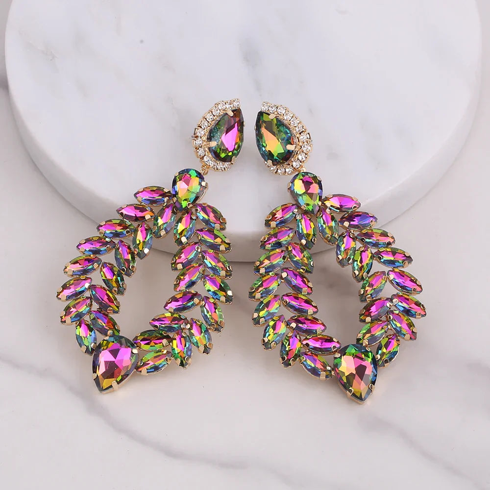 New Crystal Dangle Earrings For Women Rhinestone Earrings Weddings Ladies Party Fashion Jewelry Accessories Wholesale Gifts