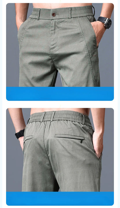 2025 Spring Thin Brand Men's Lyocell Pants Casual Business Straight Elastic Waist Comfortable Trousers Pants for Male