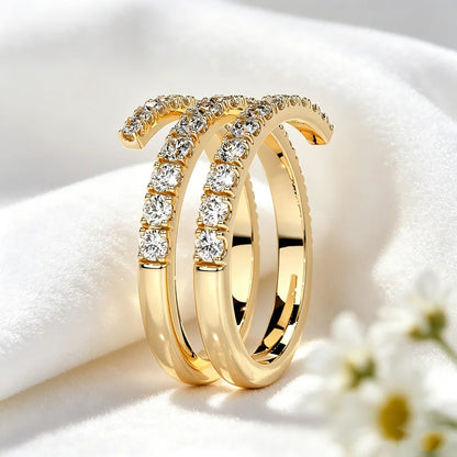 Gradient Gems Full Moissanite Rings for Women Open Stackable Ring Engagement D Vvs1 S925 Sterling Silver Promise Band