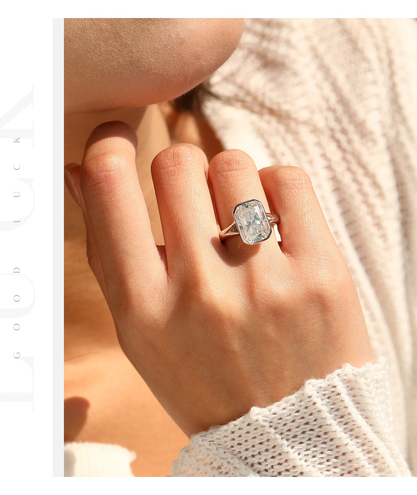 4.5CT D Color Moissanite Ring 925 Sterling Silver Rectangle Lab Diamond Wedding Statement Rings For Women Fine Jewelry