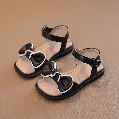 New Children's Sandals Summer Bowknot Girls Princess Causal Shoes Fashion Kids Soft Bottom Beach Flat Sandals Open-toe Versatile