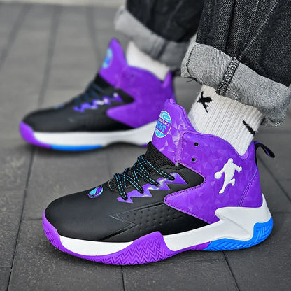 Children Basketball Shoes for Boys Girls Kids Teenagers Breathable Non-slip Lace Up Indoor Outdoor Training Sneakers Tennis Shoe