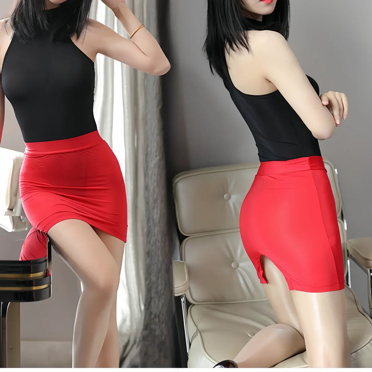 Wrap Hips Cut Out Side Pencil Mini Skirts See Through Black Ultra Short Skirt for Women Night Club Street Wear