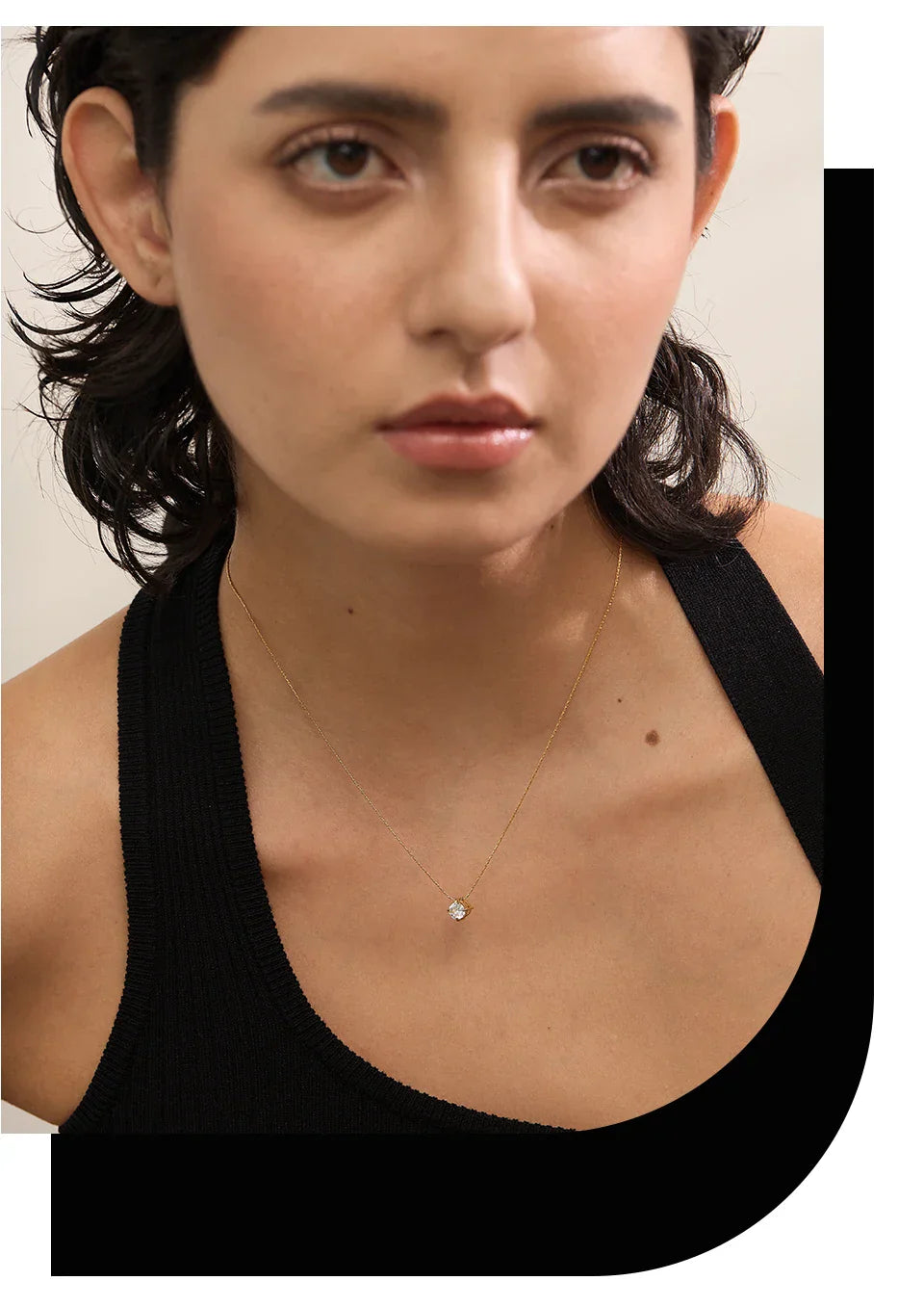 Korean Chic Stainless Steel Shiny Cubic Zirconia Cast Delicate Necklace Pendant for Women Daily Waterproof Basic Jewelry