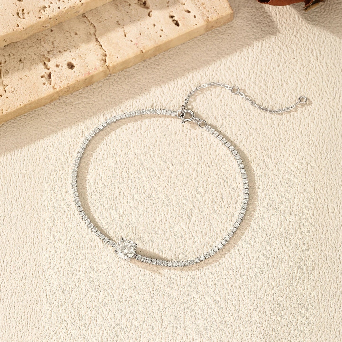1CT Round D Color Moissanite Tennis Bracelet 925 Sterling Silver Luxury Stackable Bracelets For Women Vacation Jewelry