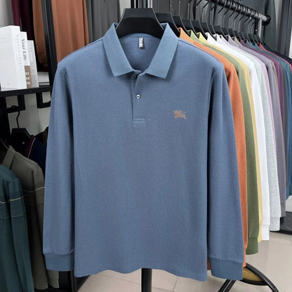 100% cotton long sleeve polo shirt spring and autumn fashion casual luxury brand exquisite embroidery lapel T-shirt new men wear