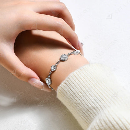 Luxury Moissanite Bracelet for Women S925 Silver Yellow Gold Plated Round halo D Color VVS1 Diamond Wedding Jewelry New